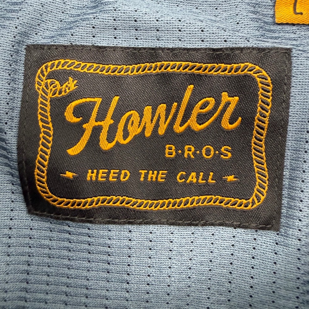 Howler Brothers Polo Men L Blue H Bar B Tech Western Yoke Snap Pocket - Picture 4 of 8